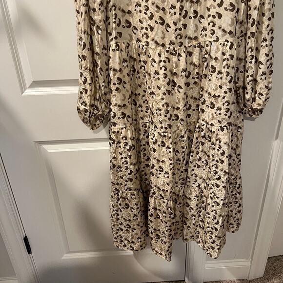 NWT $998 Lafayette 148 New York M  Lupe Leopard Print Silk Midi Dress - Picture 4 of 8